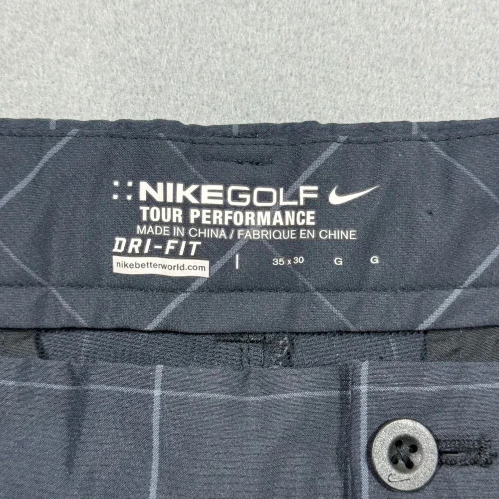 Nike Golf Tour Performance Dri-FIT Pants Mens 35x30 Black Plaid Windowpane Check